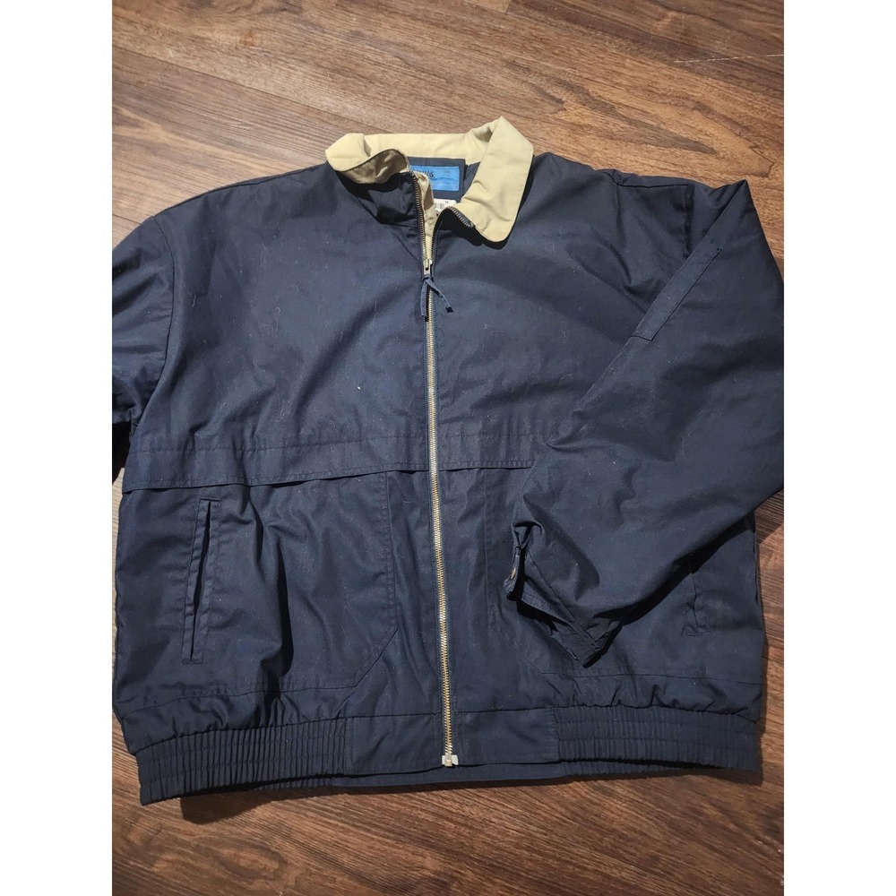 Cintas Jacket‎ Mens XL Blue Bomber Full Zip Workwear Lined Insulated Elastic Hem